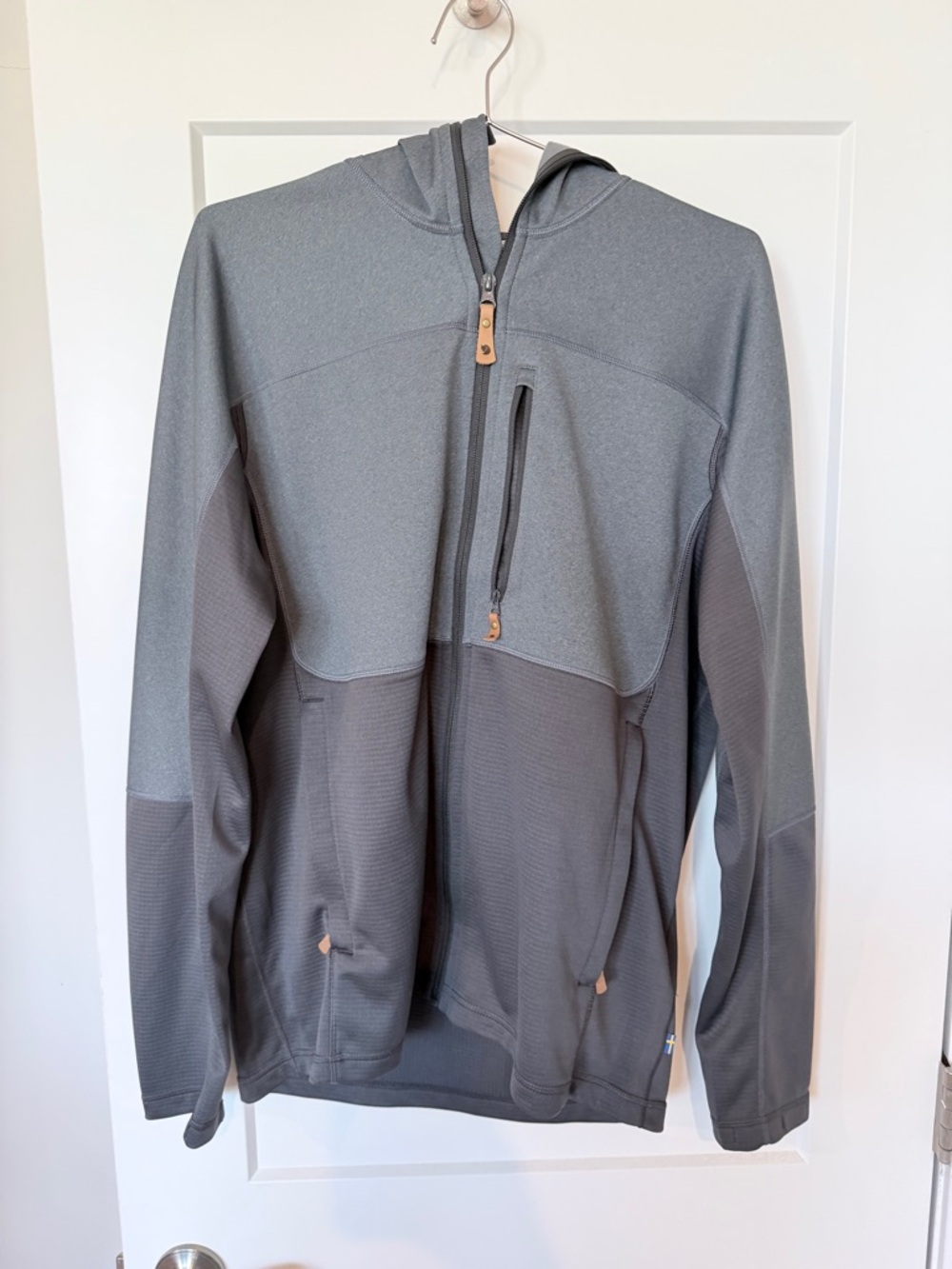 Fjällräven Men's Abisko Trail Fleece Green Taupe Gray Hooded Zip-Up - XL